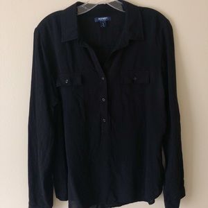 Black long sleeve, half button up old navy top